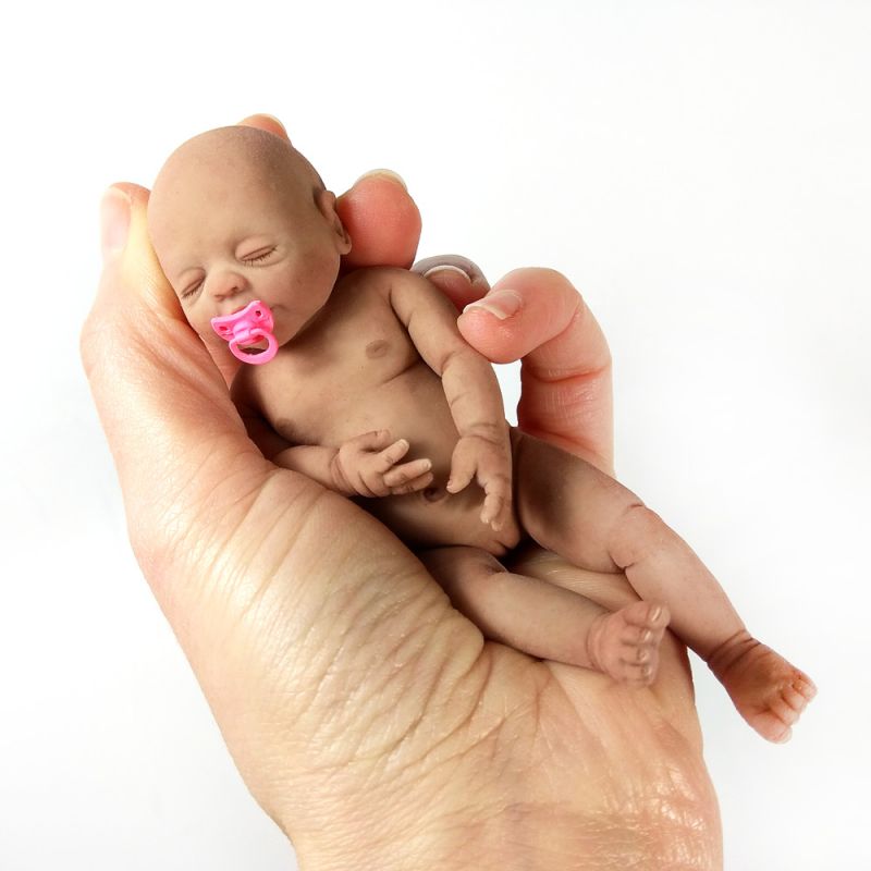 Solid silicone miniature sleeping ethnic baby Luna 11,6 cm (4,6")